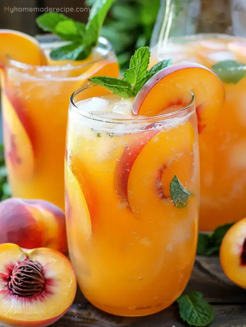 Un vaso de limonada de melocotón con hielo