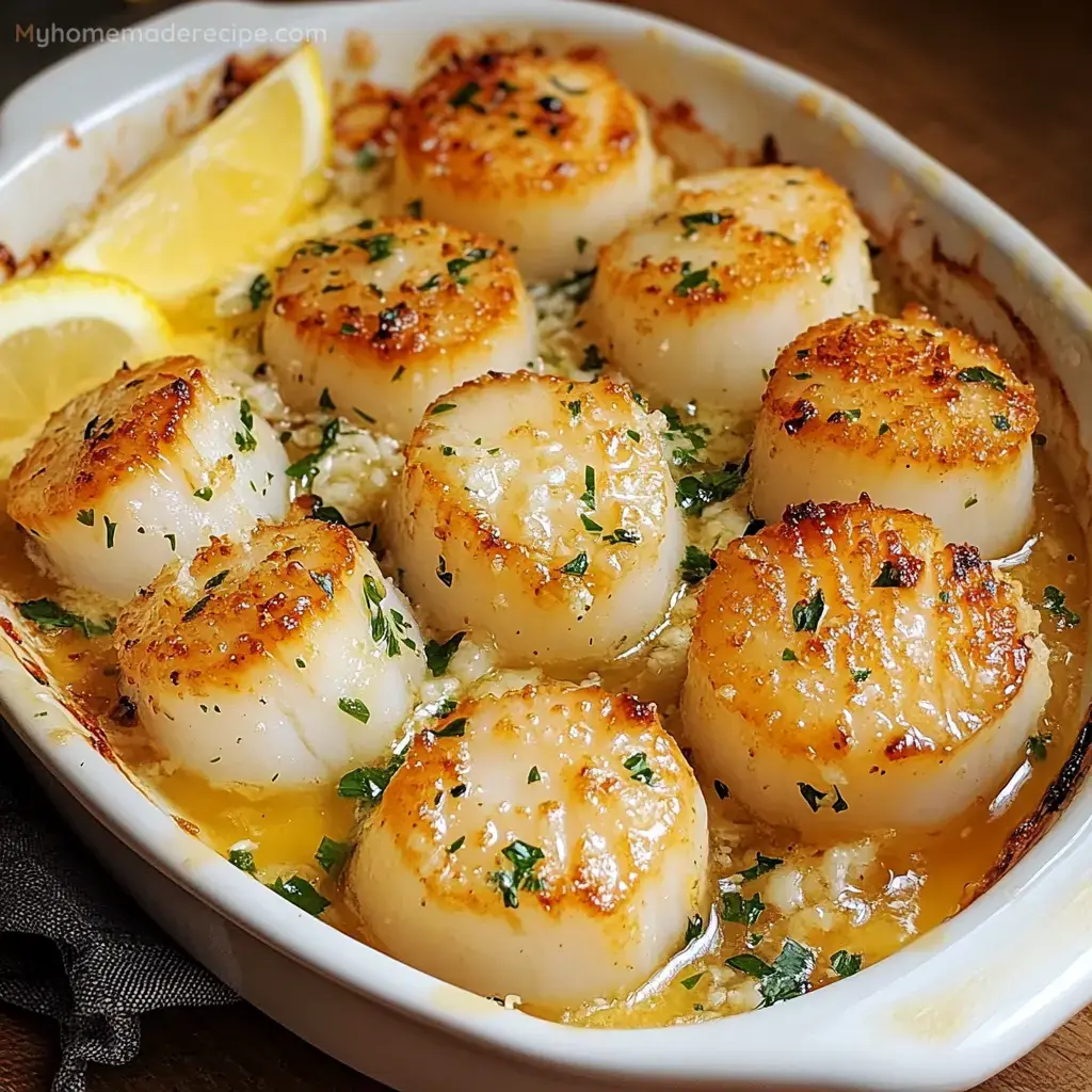 Vieiras al horno con mantequilla de ajo