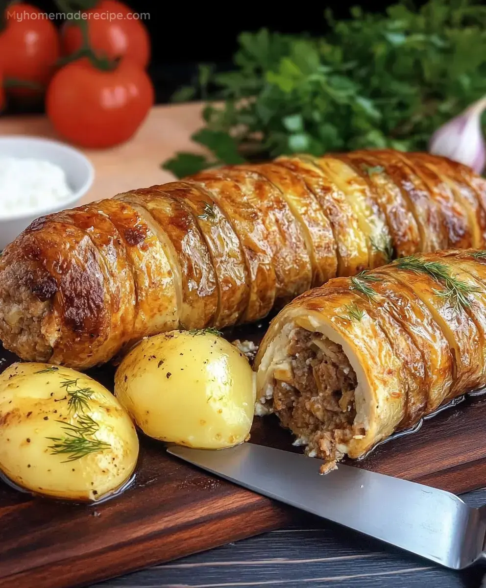 Rollo carne y pollo relleno