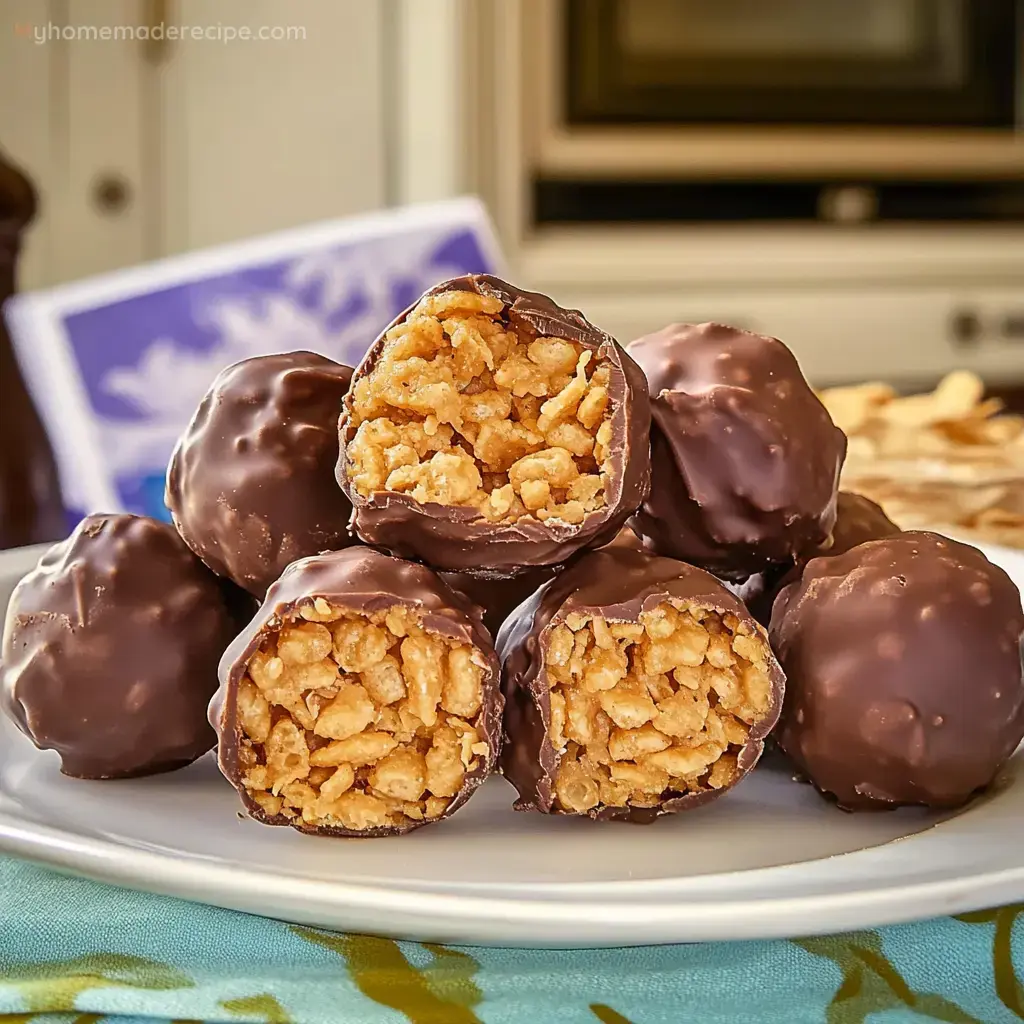 Bolitas de mantequilla de maní y arroz inflado