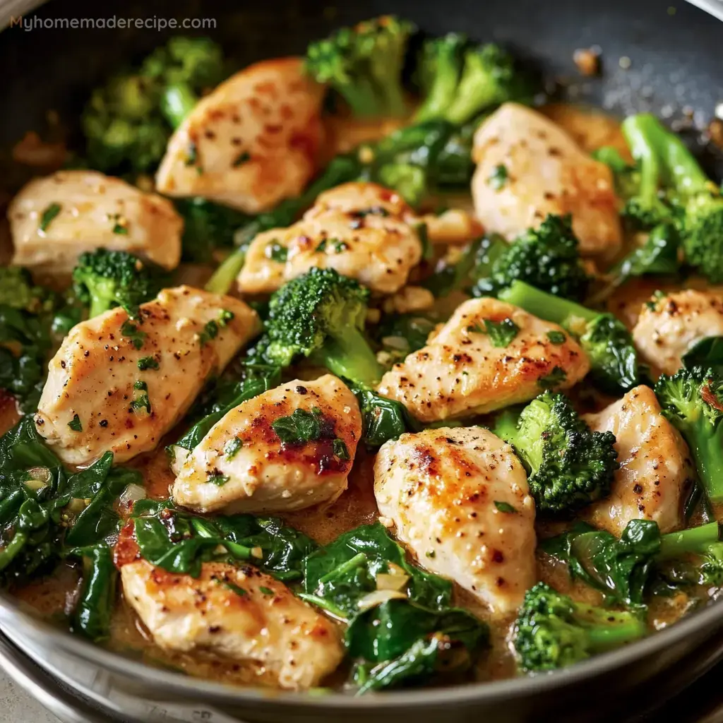 Garlic Chicken with Spinach and Broccoli
