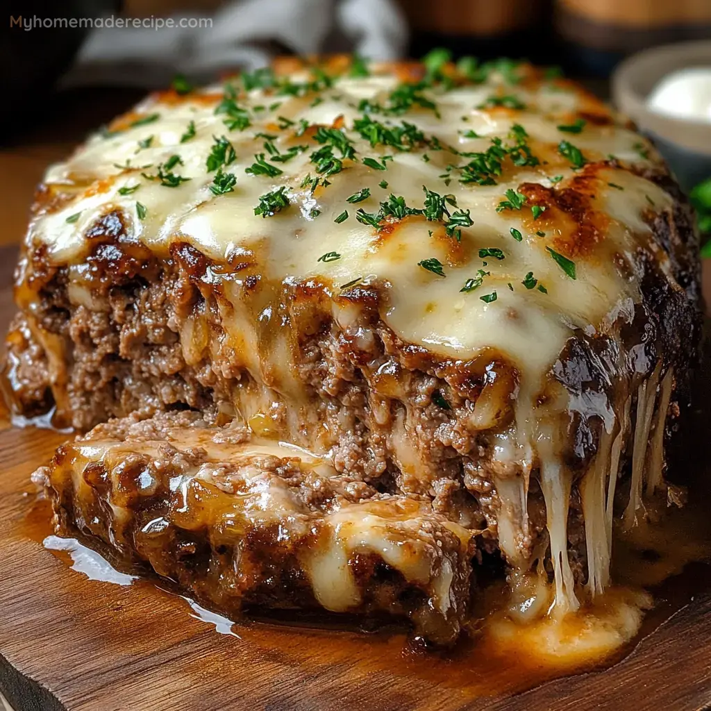 French Onion Beefloaf with Swiss Cheese