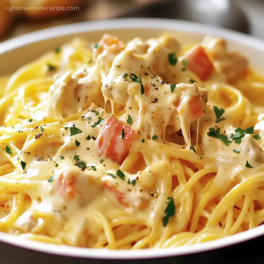 Spaghetti con Pollo y Queso
