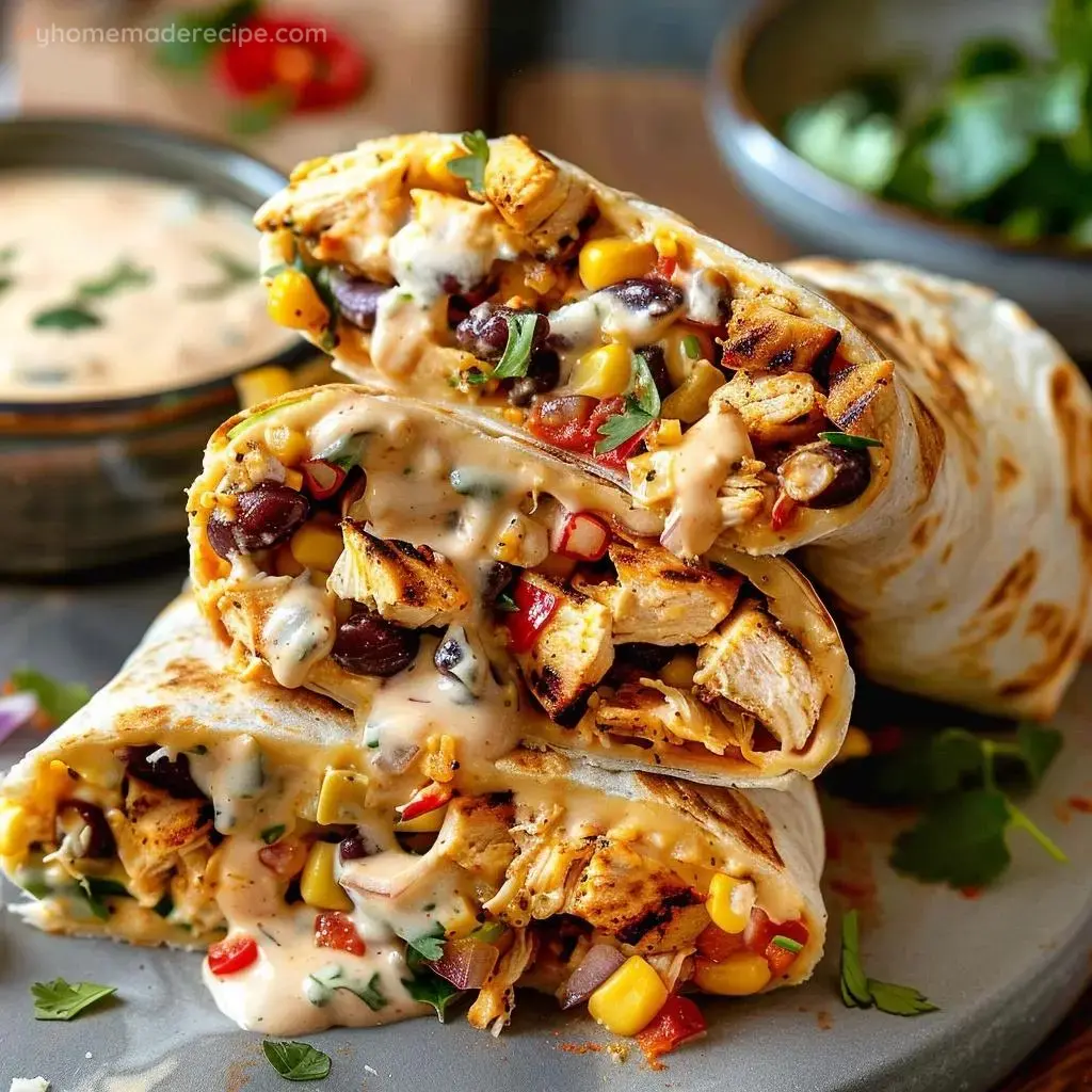 Sabroso Pollo Envuelto estilo Suroeste en plato
