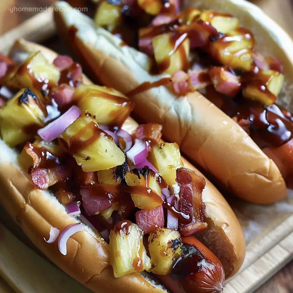 Hot Dog Hawaiano con Piña y Tocino