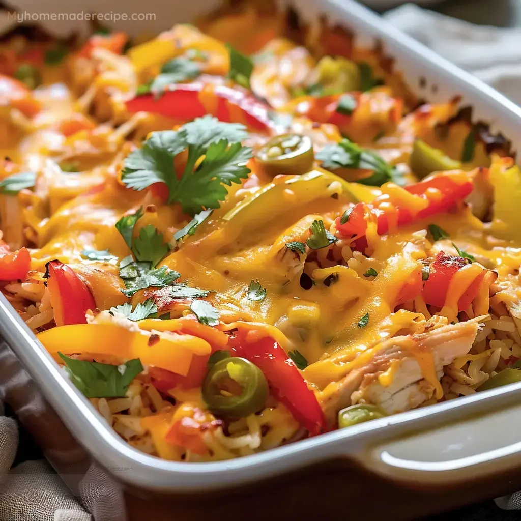 Pollo Fajita al Horno en una fuente