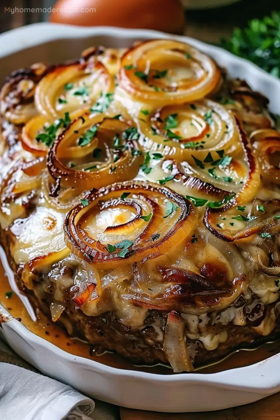 Rollo de carne con cebolla