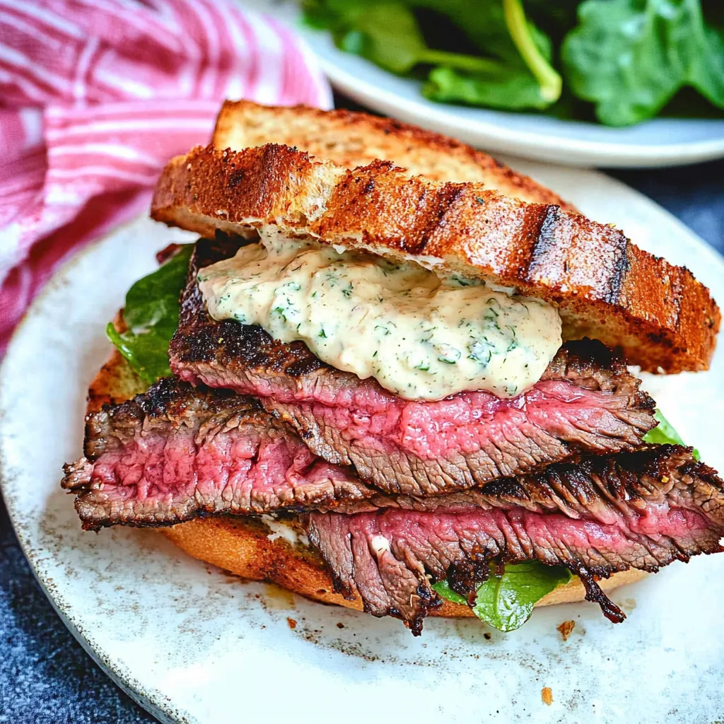 Delicioso Sándwich de Carne con Salsa Cremosa de Rábano