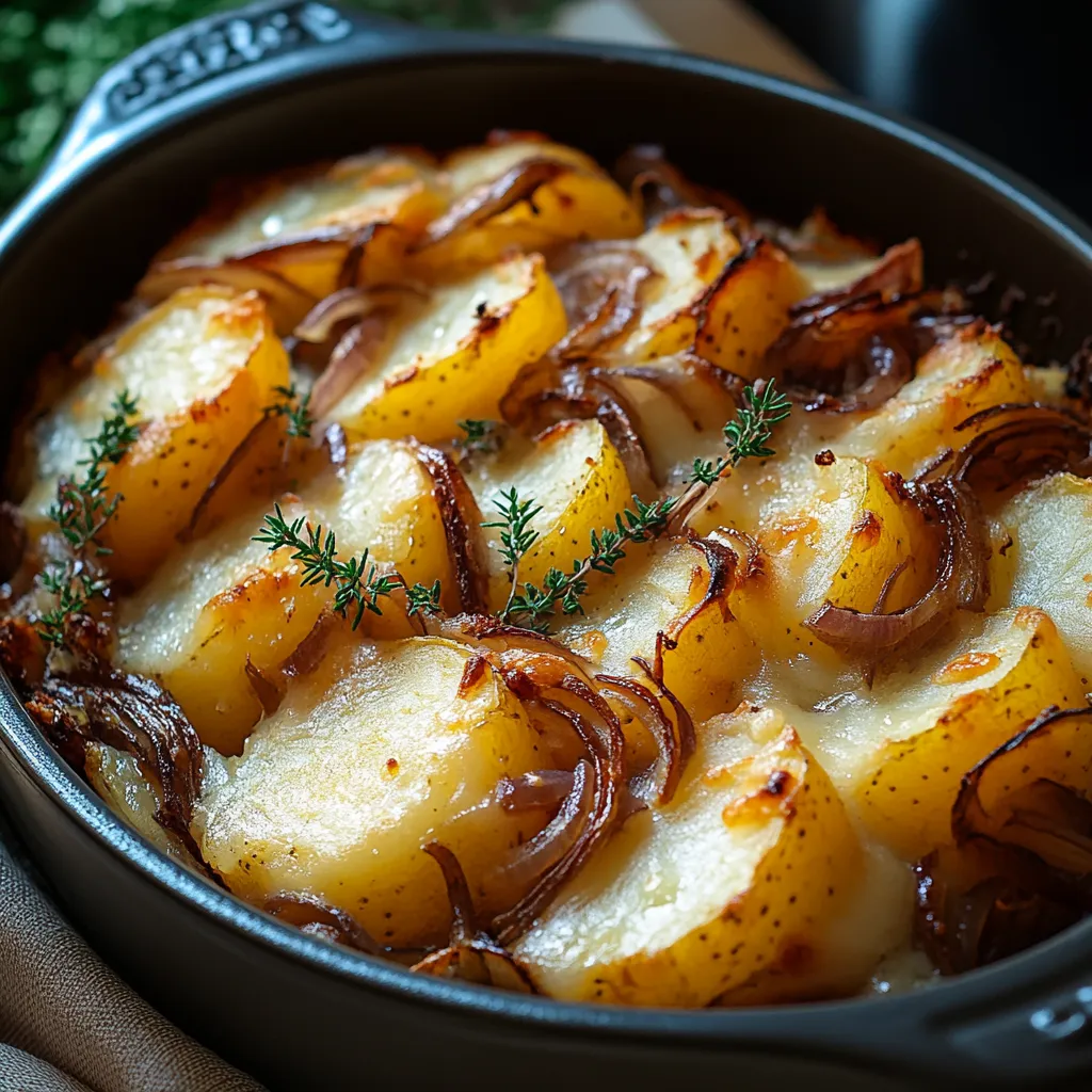 Gratinado de papas con cebolla caramelizada, una opción deliciosa y práctica para cualquier ocasión