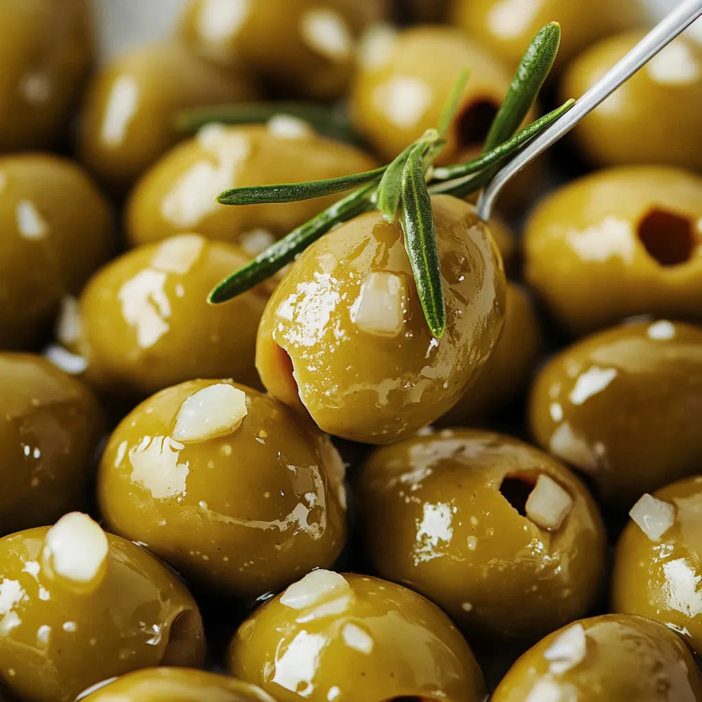 Aperitivo de aceitunas rellenas, ideal para reuniones o fiestas.