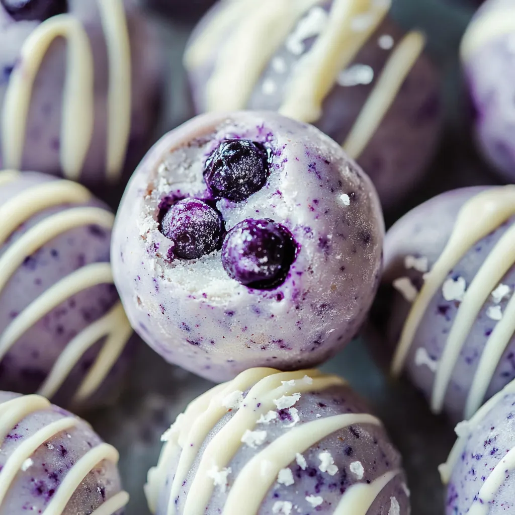 Trufas cremosas de arándanos cubiertas de chocolate blanco, un delicioso postre.