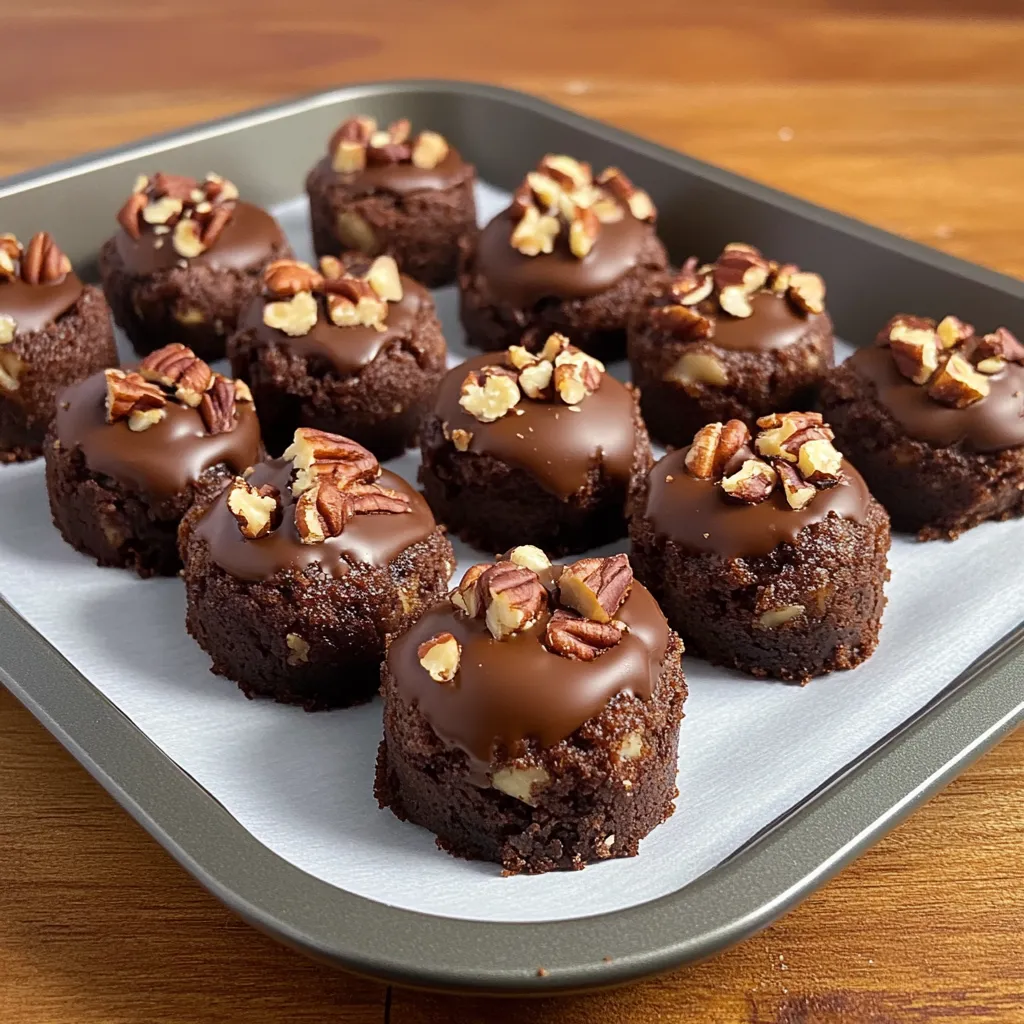 Bombas de brownie rellenas con sabores de tarta de nuez pecana, perfectas para un antojo.