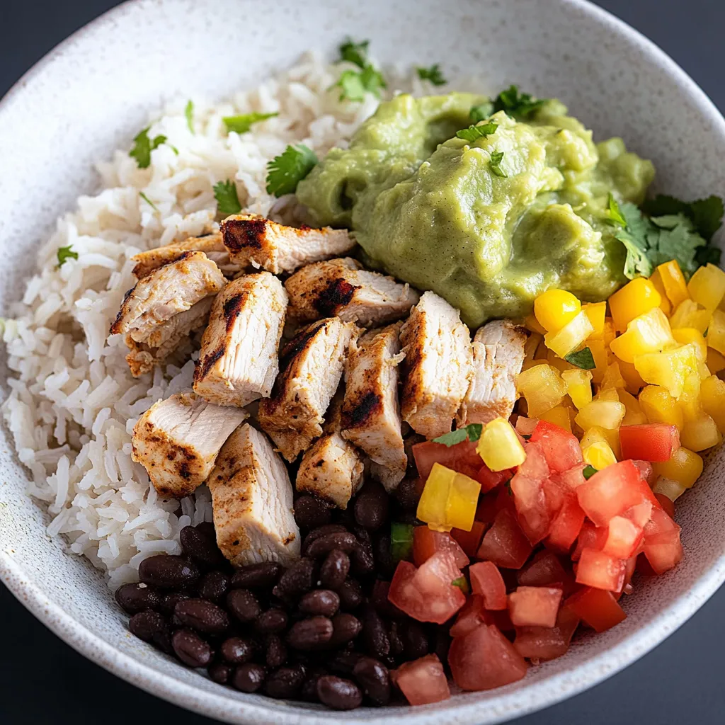 Bowls de Burrito de Pollo a la Parrilla con Arroz y Frijoles