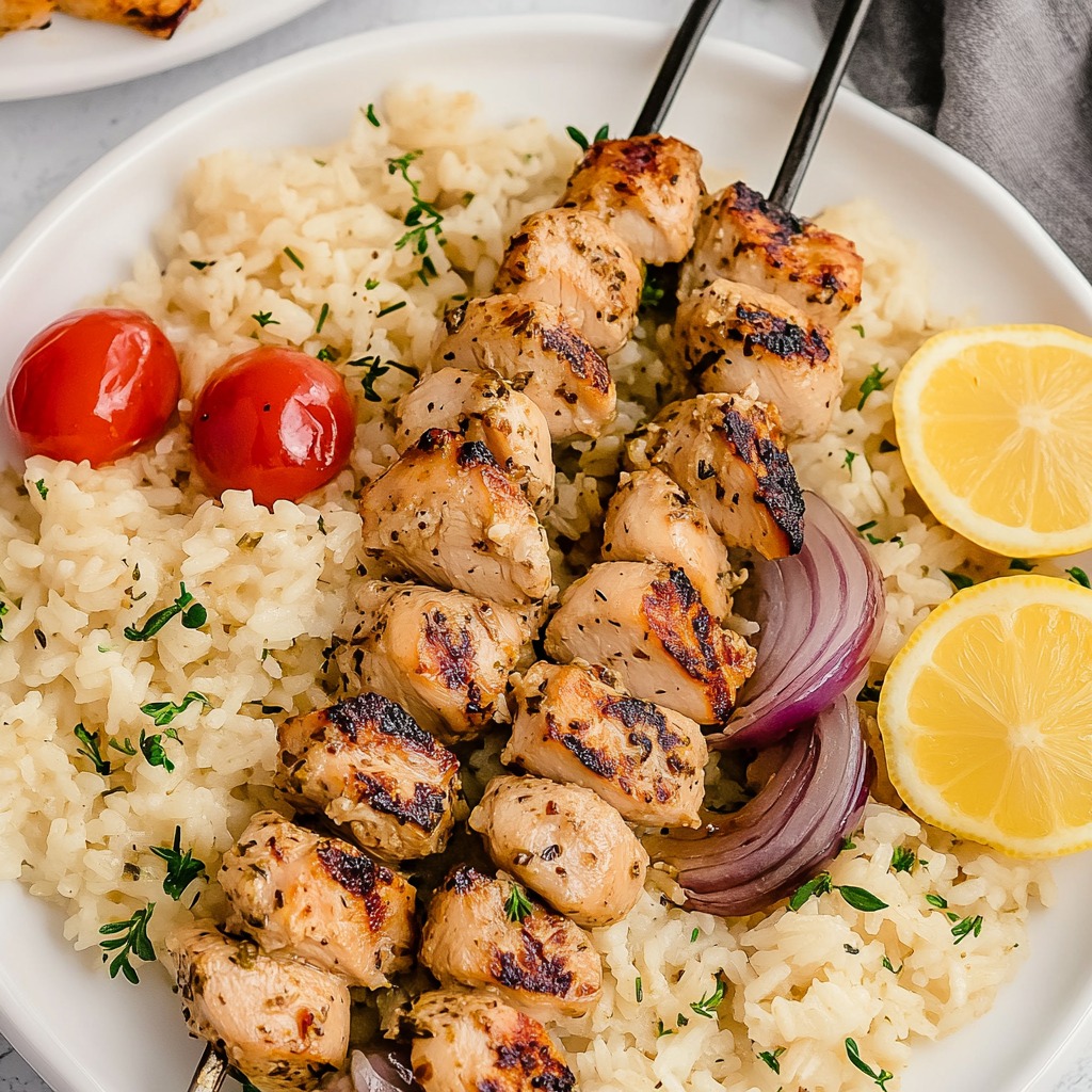 POLLO SOUVLAKI GRIEGO con ARROZ al LIMÓN Receta