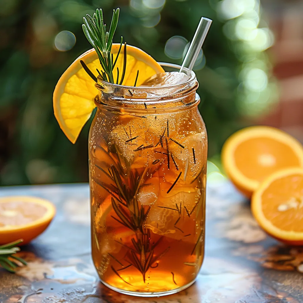 Té helado de naranja y romero, una combinación de sabores herbales y cítricos.