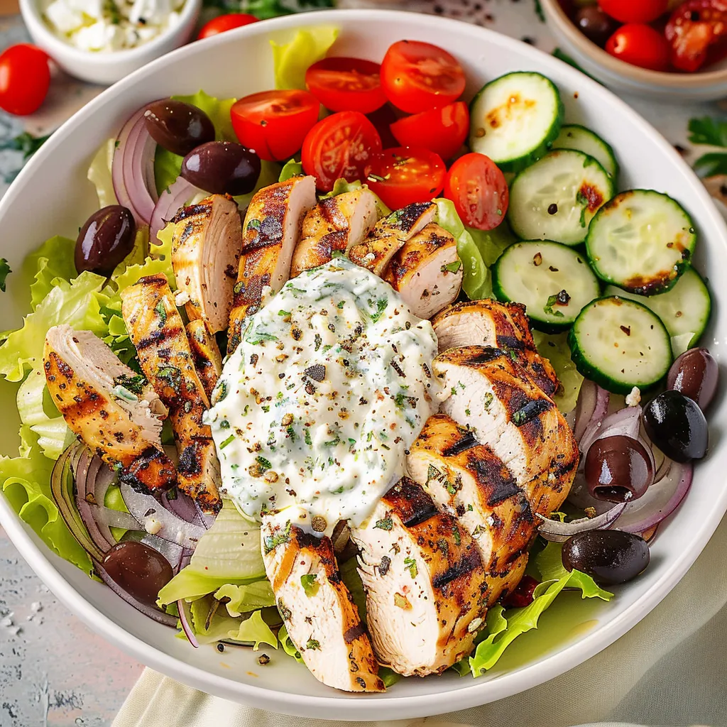 Ensalada de pollo con salsa de yogur y una refrescante mezcla de hierbas y pollo tierno.