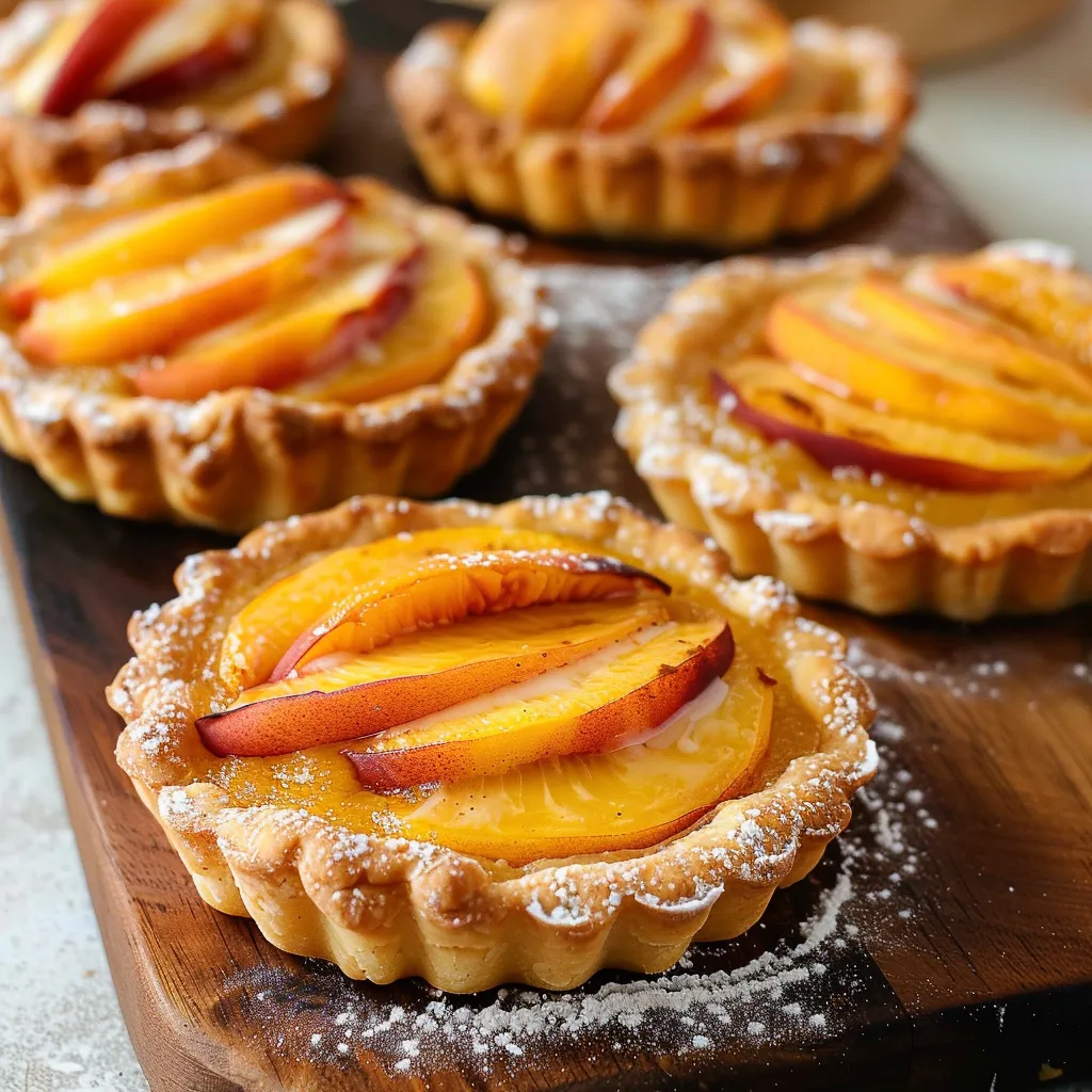 Tartaletas cremosas de melocotón y queso, un postre perfecto para cualquier ocasión.