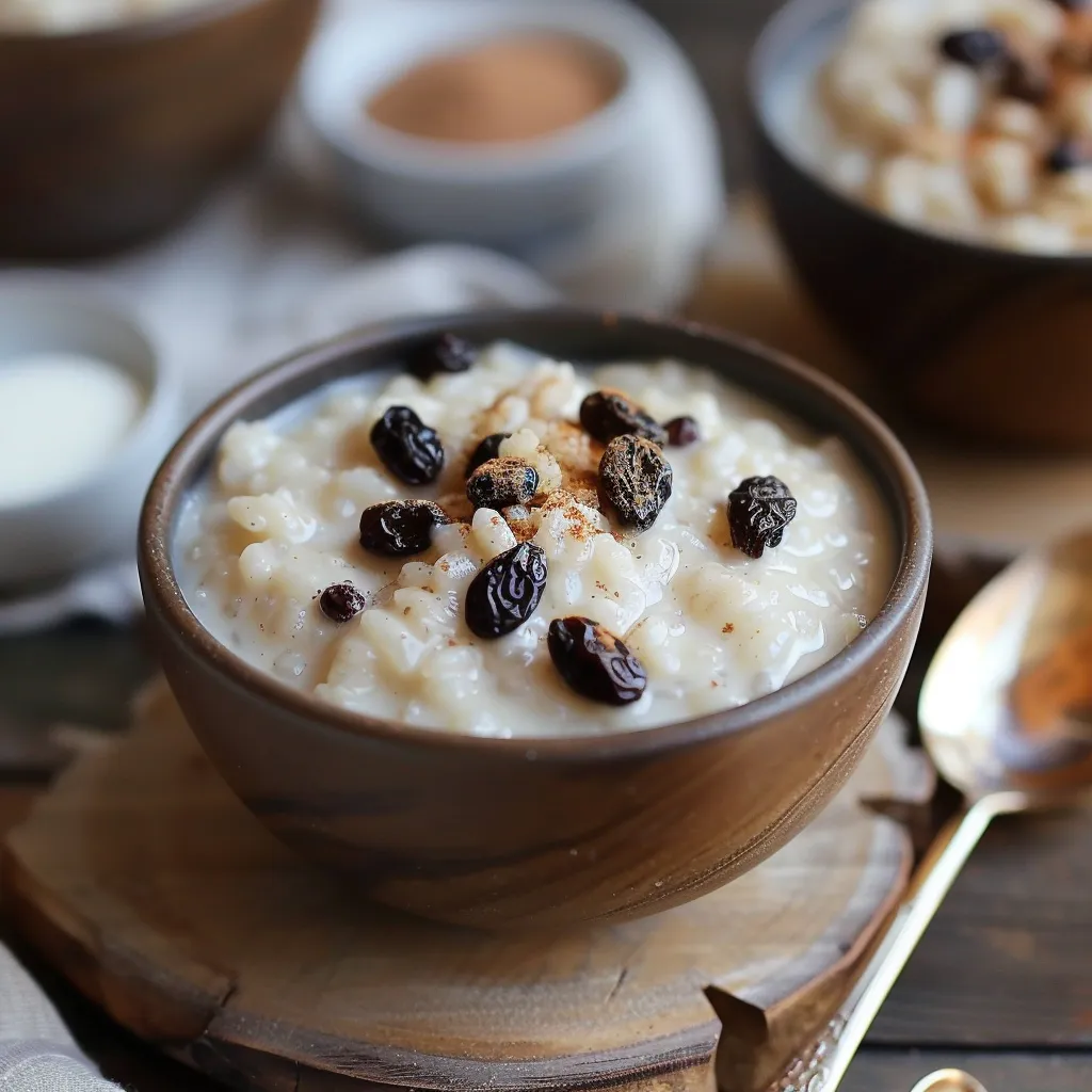 Arroz con leche suave, un postre tradicional hecho con ingredientes simples