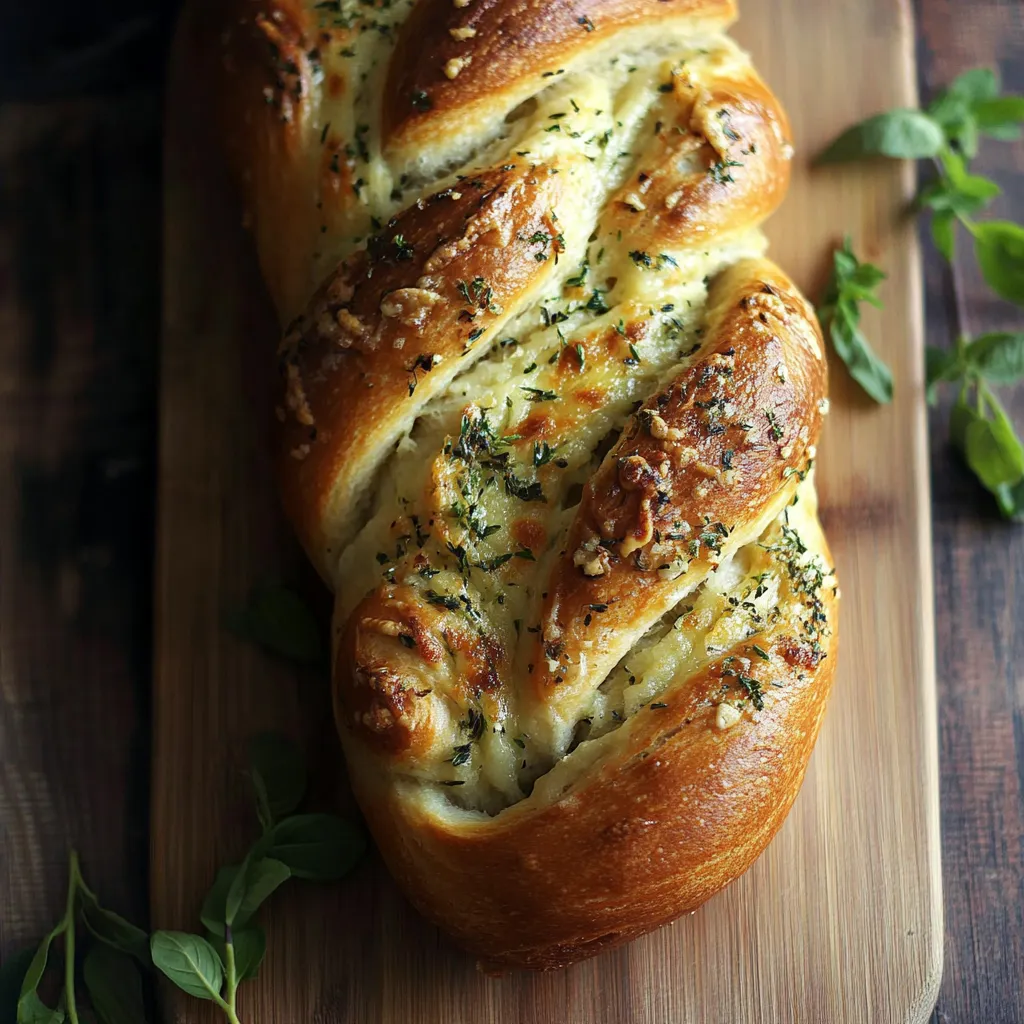 Pan Trenzado de Ajo, Hierbas y Queso