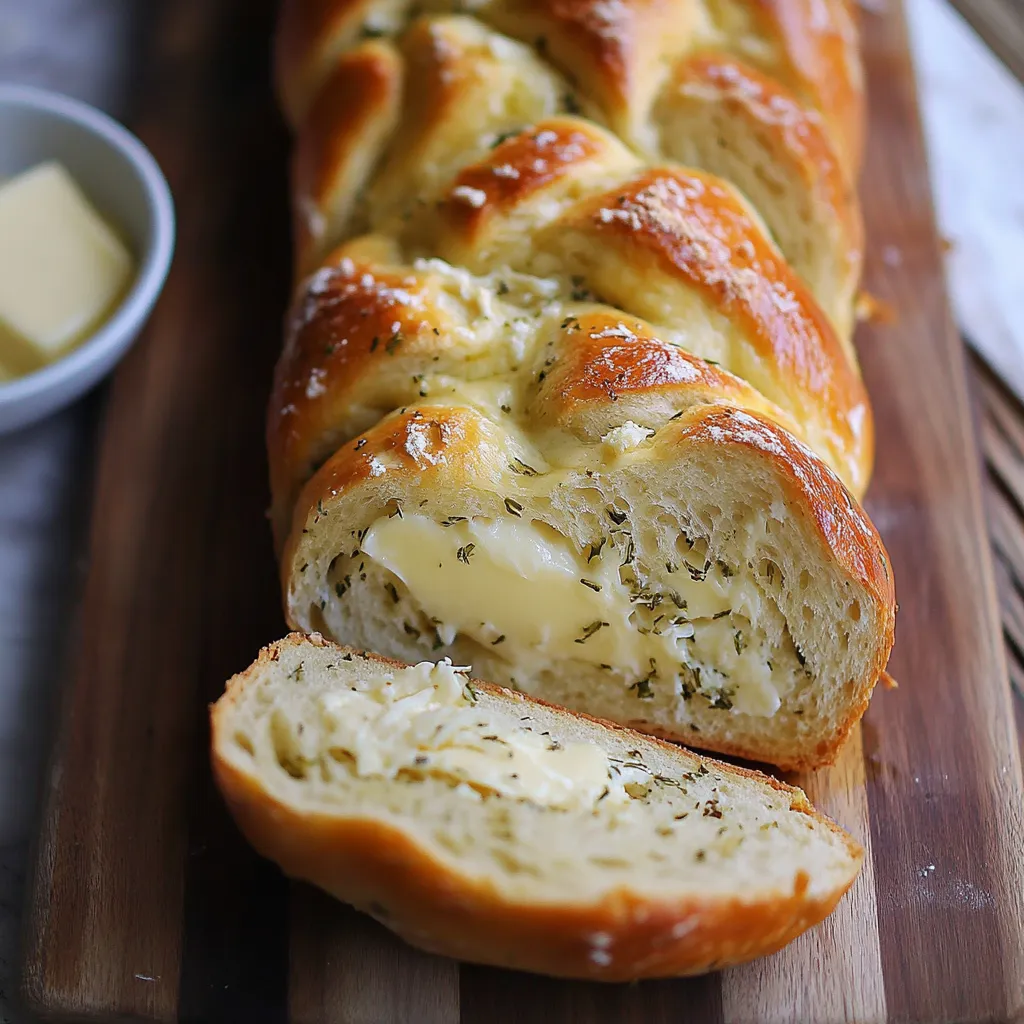 Pan Trenzado de Ajo, Hierbas y Queso