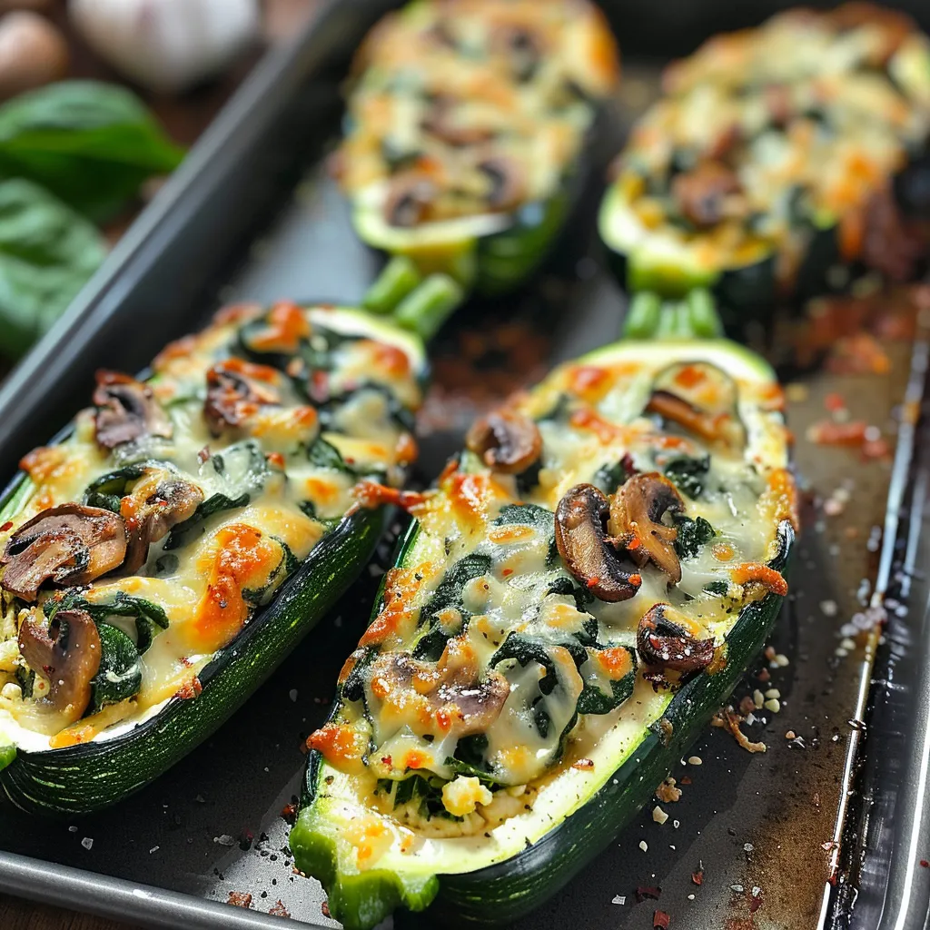 Calabacitas rellenas con ricotta cremosa, un platillo ligero y lleno de sabor.