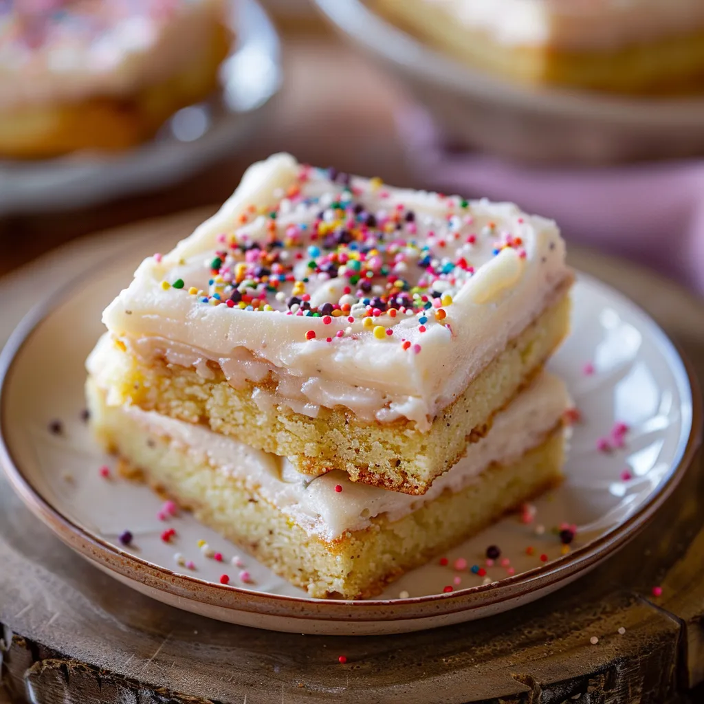 Deliciosas barras de galleta suave con una capa cremosa de queso crema.