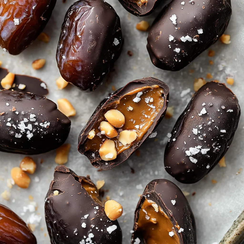 dátiles rellenos de chocolate y crema de cacahuete