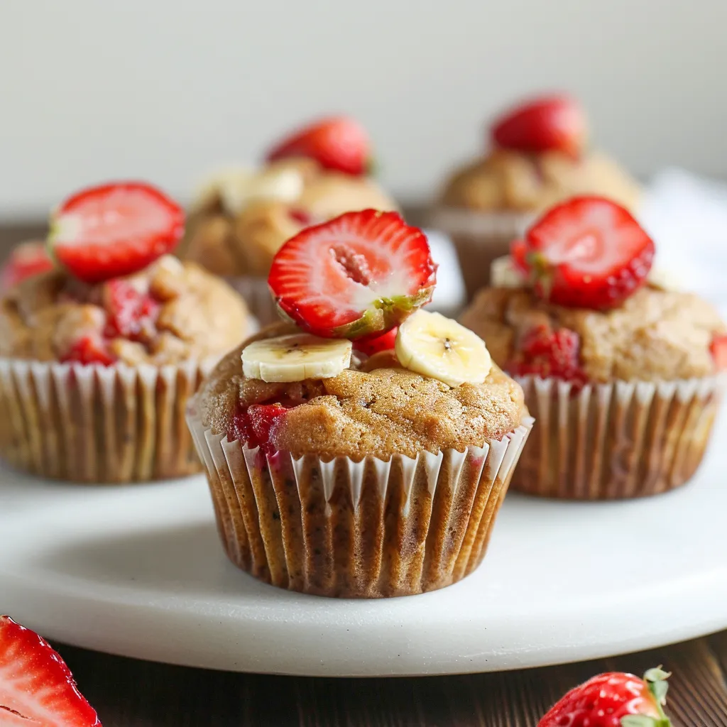 Muffins Saludables de Fresa y Platano con Yogur