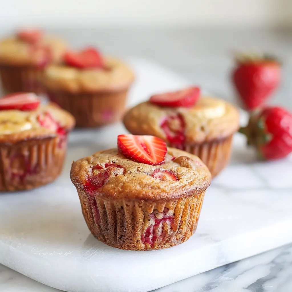 Deliciosas magdalenas de yogur con fresas y plátanos para un toque afrutado.