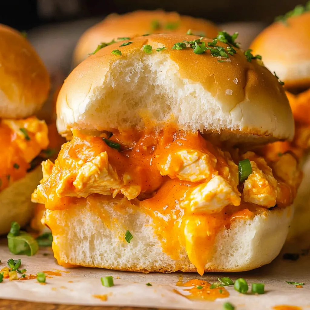 Receta de Mini Sándwiches de Pollo Buffalo con Queso