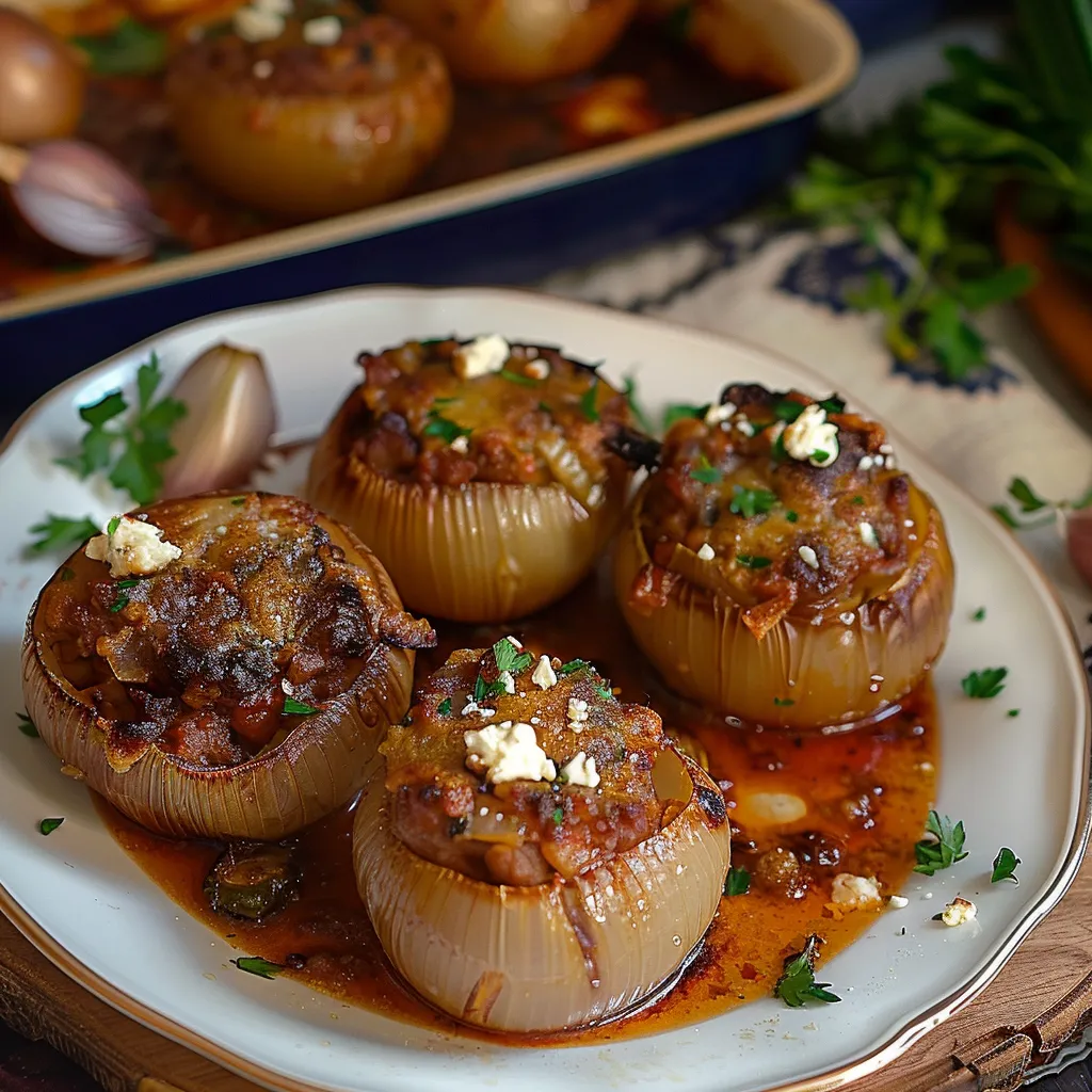 Cebollas Rellenas Estilo Mediterraneo