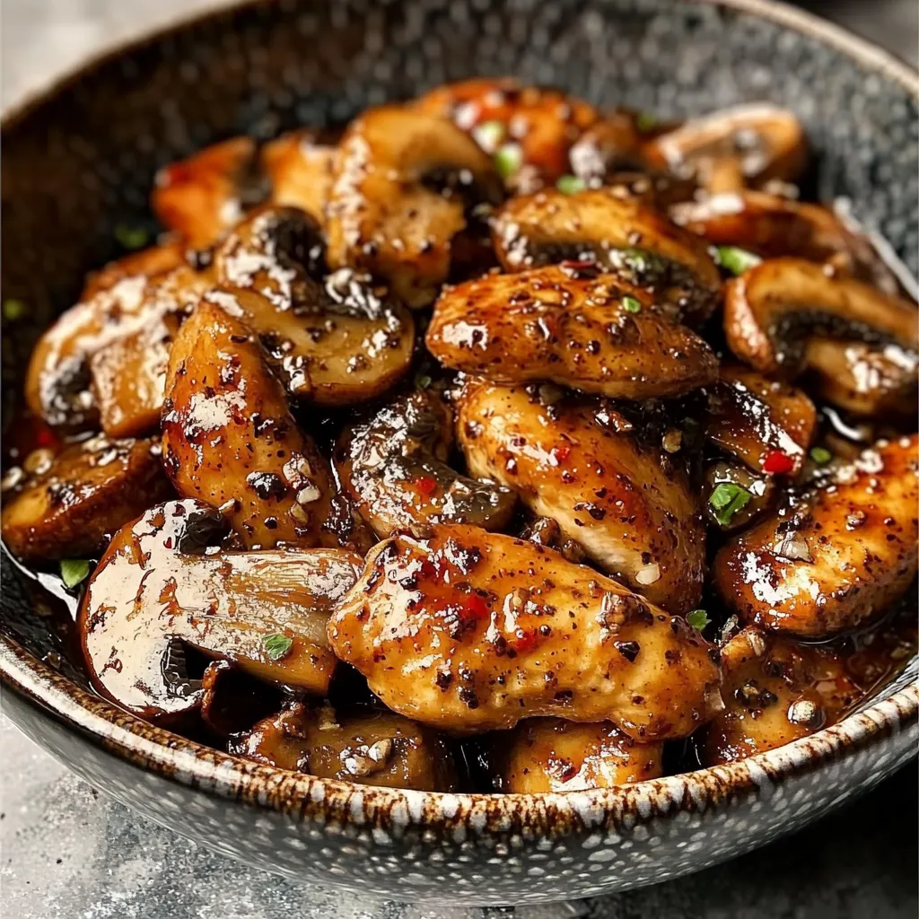 Pollo a la Pimienta Negra con Champiñones