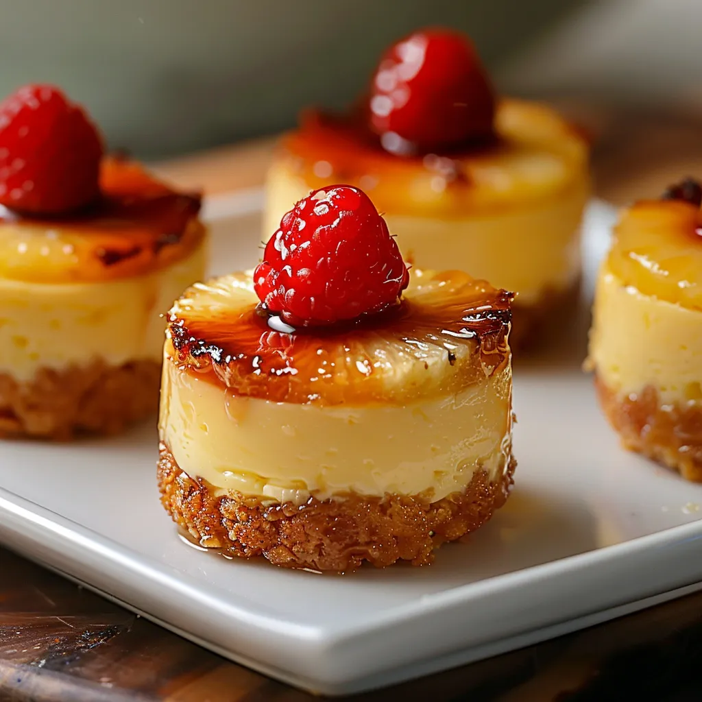 Deliciosos mini cheesecakes de piña al revés, un giro tropical a un postre clásico