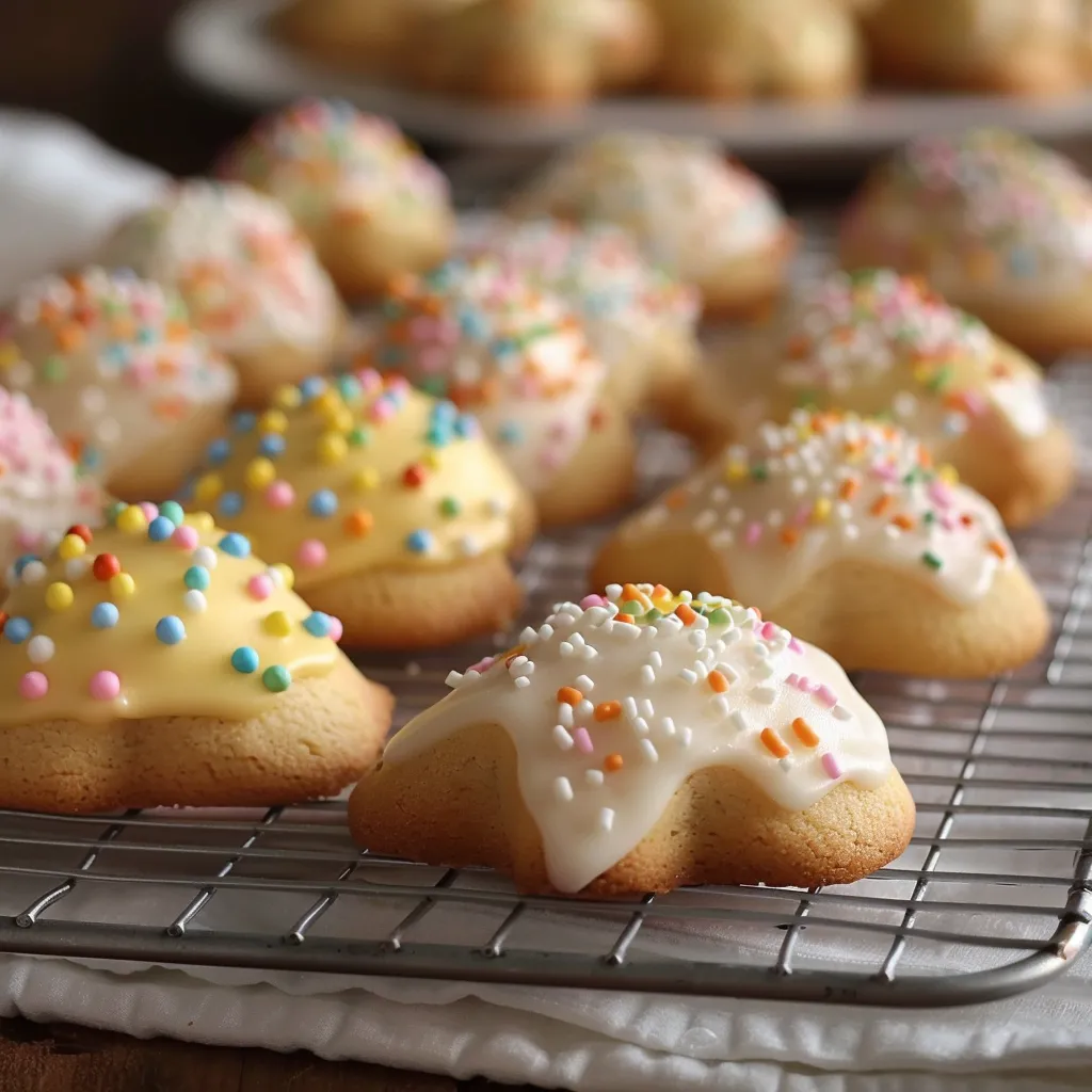 Una bandeja de galletas decoradas con chispas.