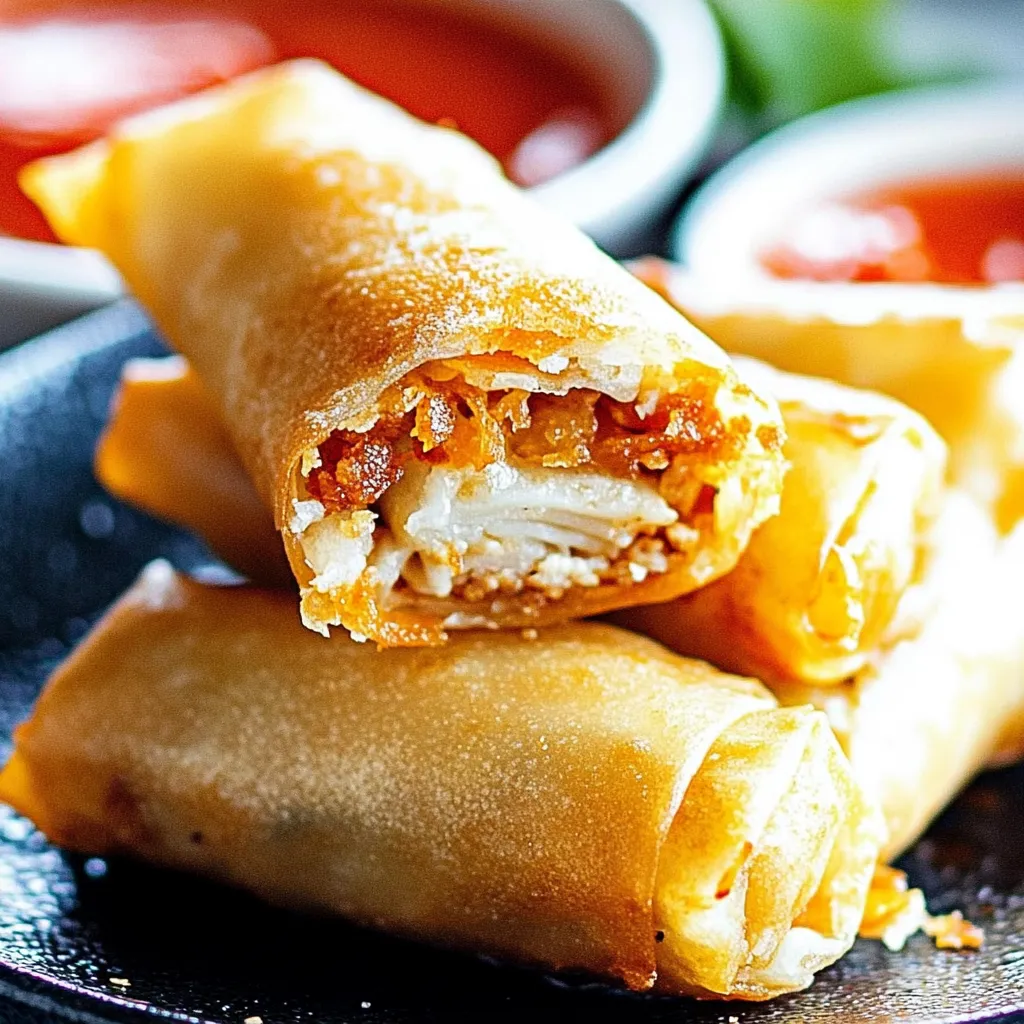 Un plato con rollitos fritos al lado de un tazón con salsa.