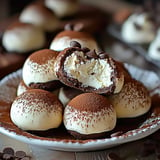 Trufas tiramisu cremosas, con sabores intensos de café y chocolate.