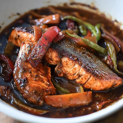 Un plato con pescado y verduras.